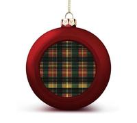 Green Red Buffalo Scottish Tartan Plaid Checkered Christmas Balls for Tree Decoration PC Baubles Hanging Ornaments Festive Decor 4PCS