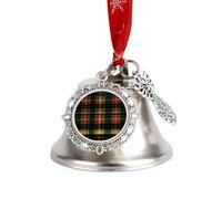 Green Red Buffalo Scottish Tartan Plaid Checkered Christmas Bell & Sleigh Bells for Tree Decoration Hanging Ornaments Festive Decor Wing Bell