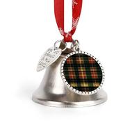 Green Red Buffalo Scottish Tartan Plaid Checkered Christmas Bell & Sleigh Bells for Tree Decoration Hanging Ornaments Festive Decor Love Bell