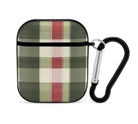 Green Red Buffalo Scottish Tartan Plaid Checkered Earbuds Case for Airpods 1 2 Accessories Hard Earphones Cover with Keychain