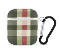 Green Red Buffalo Scottish Tartan Plaid Checkered Earbuds Case for Airpods 1 2 Accessories Hard Earphones Cover with Keychain
