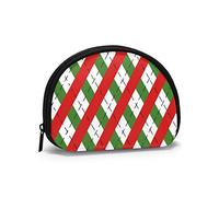 Green Red Checkered Marine Mermaid Coin Purse Wallets Change Pouch Fashion Key Holder Zipper Small Cosmetic Makeup Bags