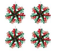 Green/Red Christmas 2 Tone Foil Ceiling Decorations - Set 4 40cm Star Snowflakes