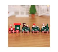 (Green Red) Christmas 4 Wooden Section Train Decoration Jewelry Festival Childrens Gift