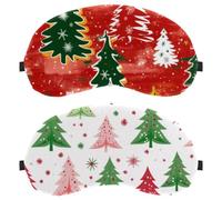 Green Red Christmas Tree Pattern 2-Pack Light-Blocking Soft Breathable Eye Patch Sleeping Masks