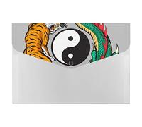 Green Red Dragon and Orange Tiger Around Black White Yin Yang 6 Pockets Expanding File Organizer, File Manager Flap and Snap Button Closure for Student Teacher Doctor School 13 x 9.1 inch