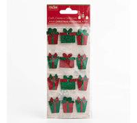 Green Red Glitter Presents Christmas Craft Decorations (Pack of 12)