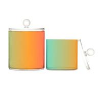 Green Red Gradient Clear Plastic Bins for Storage with lid Dresser Essentials Decorative Dental Floss Storage Jar for Floss Picks,Paper Clips,2 Pack