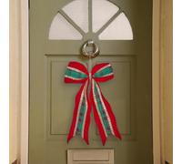 Green & Red Hanging Door Bow Christmas Decoration