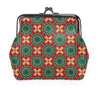 Green Red Mandala Women’s PU Leather Coin Wallets Girls Mini Buckle Coin Purse Pouch
