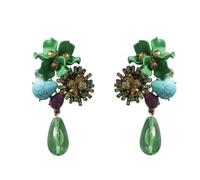 Green Resin Flower Drop Earrings, Water Drop Shape Dangle Earrings for Women, Handmade Colorful Statement Jewelry Gift