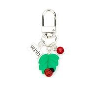 Green Resin Leaf Ladybird Keyring Keychain with "Wish" Tag, Cute Bag Charm Keyring for Work Mum, Gifts for Women, Friends, Teachers and Colleagues, Birthday Gifts for Girlfriend