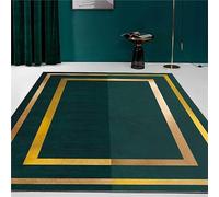 Green Retro Area Rugs, Nordic Abstract Geometric Gold Border Print Rug, Indoor Non-Slip Kids Rugs, Machine Washable Breathable Durable Carpet for Front Entrance Floor Decor,180 x 240 cm