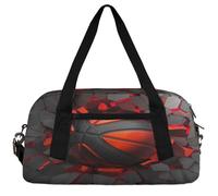 Green Retro Football Kids Duffle Bag Boys Girls Small Sport Dance Gym Bag for Overnight Travel Weekender Carry On, Red 3d Soccer, 18.5"L x 9.4"W x 7.8"H