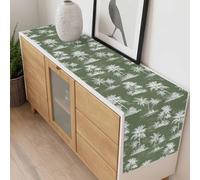 Green Retro Tropical Table Runner 14x72 inch Palm Trees Old Newspapers Summer Plant Cotton Linen Dining Table Runner Ideal for Dresser Kitchen Coffee Tables - Machine Washable