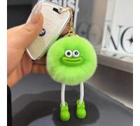 (green, Rex rabbit plush ball) Cute imitation Rex rabbit fur big mouth small coal briquettes car keychain pendant Korean plush school bag pendant gift