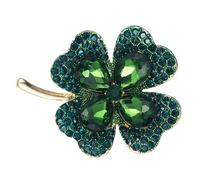 Green Rhinestone Shamrock Lapel Pin for Women, Metal Brooch | Irish Style, Secure Pin Back, Reusable Design, Schools and St Patrick's Day Wear