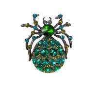 Green Rhinestone Spider Brooch for Women Men Unisex Fashion Crystal Big Insect Animal Brooches Lapel Pins Vintage Creative Dress Accessories Fathers Halloween Theme Party Jewelry Gift Souvenir