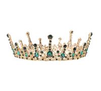 Green Rhinestone Women Crown Headband for Bride, Halloween Season | Alloy and Rhinestones, One Size Fit, Fixed Ring Ends, Bridal Updos and Buns