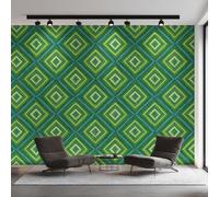 Green Rhombus Wallpaper for Living Room, Abstract Geometric Wall Mural for Bedroom 400x280 cm, Non-Woven Photo Wallpaper, Home Decor D&O93