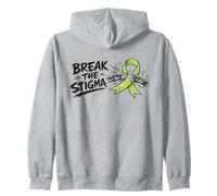 Green Ribbon Mental Health Awareness Break the Stigma Zip Hoodie