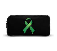 Green Ribbon Mental Health Awareness Large Capacity Pencil Case Zipper Office Storage Pouch Multifunctional Makeup Bag for Travel 22 * 12 * 5cm