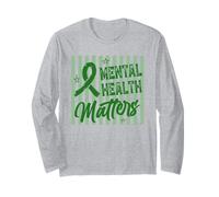 Green Ribbon Mental Health Awareness Support Long Sleeve T-Shirt