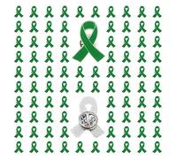 Green Ribbon Pins 100 pieces Mental Health Awareness Pins Environment Issue Liver Cancer Awareness Ribbon Brooch