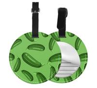 Green Ripe Zucchini,Luggage Tags Pu Leather Name Tag Travel Suitcase Identifier ID Tags Durable Baggage Label 2 pcs