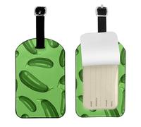 Green Ripe Zucchini,Luggage Tags Pu Leather Name Tag Travel Suitcase Identifier ID Tags Durable Baggage Label 2 pcs