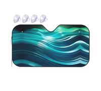 Green Ripple Car Windshield Sunshade - Fits Cars, SUVs, Trucks, Automotive Sun Screen, White, 55 X 30in