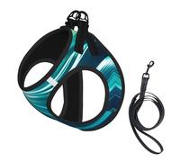 Green Ripple Dog Harness - Adjustable Dog Harness with Reflective Design, Suitable for Dogs, Cats, Hiking, and Outdoor Activities