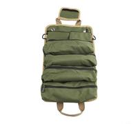 Green Roll-Up Tool Bag Organizer, Foldable Oxford Cloth Pouch with Multi-Pockets for Electrician Hardware Storage, Compact Wrench Screwdriver Case