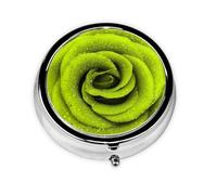 Green Rose PrintedMeta Pill Box 3 Compartment Medicine Case,Portable Organizer