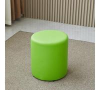 Green Round Shoe Change Stool Extra Guest Seat Soft Sponge Upholstered Ottoman Waterproof Synthetic Leather 35cm Height Versatile Footrest for Hallway