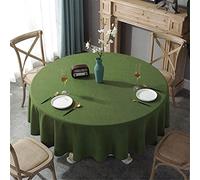 Green Round Tablecloth - 250cm Cotton Linen, Wrinkle-Free Dining Cover for Kitchen & Restaurant, Perfect Buffet Tabletop Decoration