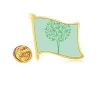 green round tree flower Golden Metal Flag Lapel Pin Badge