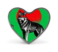 Green Round Wolf Lapel Pins Cute Heart Enamel Pin Badge for Men/Women Tie Tack Brooch Clothing Jewelry Accessories Party Favors, Hat Suit Decorations Party Gifts
