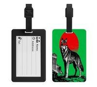 Green Round Wolf Luggage Tags for Suitcases Personalized Luggage Tags Business Card Holder Travel ID Bag Tag with Address Card Quick Spot Baggage Identifier for Carry On