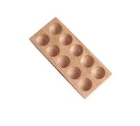 Green Rubber Wood Egg Tray with 10 round Slots for Storage