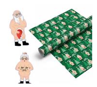 Green Rude Santa Funny Christmas Wrapping Paper Roll 50cm 15M Novelty Gift Wrap