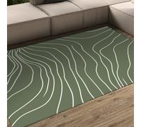Green Rug for Living Room 180x240cm Contemporary Abstract Line Pattern Area Rugs Non Slip Large Ultra Thin Carpet for Bedroom Dining Room