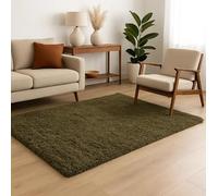 Green Rug Rich Soft Pile Surface Earthy Nature Shade Inviting Underfoot Comfort Plush Living Room Carpet Modern Calm Aesthetic Bedroom Lounge Durable Texture 120cm x 170cm (3ft 11" x 5ft 7")