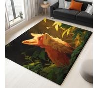 Green Rugs Living Room Washable Non Slip Area Rug 180 x 240 cm, Bedroom Kitchen Hall Lounge Office Dining Room Indoor Carpet Low PilePhotography Animals Sunset Fox Carpets