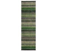 (GREEN, Runner: 60 x 230 cm) Modern Multi Coloured 100% Wool Rugs Stripe Line Design Small Extra Large Hall Runner Rug Eco Friendly Handmade Mat