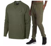 (Green, S) Nike Men's Optic Crewneck Fleece Tracksuit