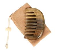 Green Sandalwood Wooden Hair Comb Wide Tooth Comb Anti Static Handmade Green Sandalwood for Long Hair Beard Detangling (8.5×5×1.2cm)