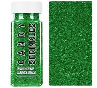 Green Sanding Sugar Sprinkles, 4.6 oz Edible Sparkling Sugar Crystals for Baking Topping, Cupcakes, Cookies, Ice Cream & Cake Decorating, Wedding Party Christmas Supplies