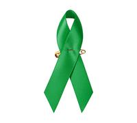 Green Satin Awareness Ribbons with Safety Pins for Mental Health Awareness 200 Pieces 1.4 x 3 inch
