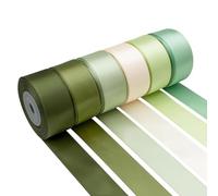 Green Satin Ribbon 1 Inch x 60 Yards Sage Green Ribbon Assorted Solid Color Double Faced Silk Satin Ribbons for Crafts, Gift Wrapping, Wedding, Bridal Shower, Flower Bouquet, Invitation, Hair Bows
